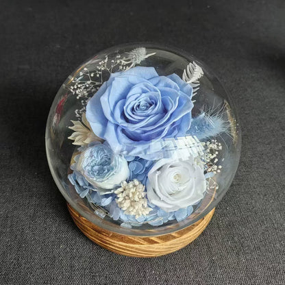 Handmade preserved flower glass dome gift by Florettely