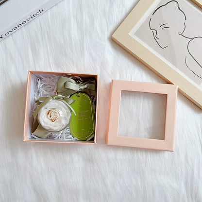 Handmade preserved flower keychain gift by Florettely