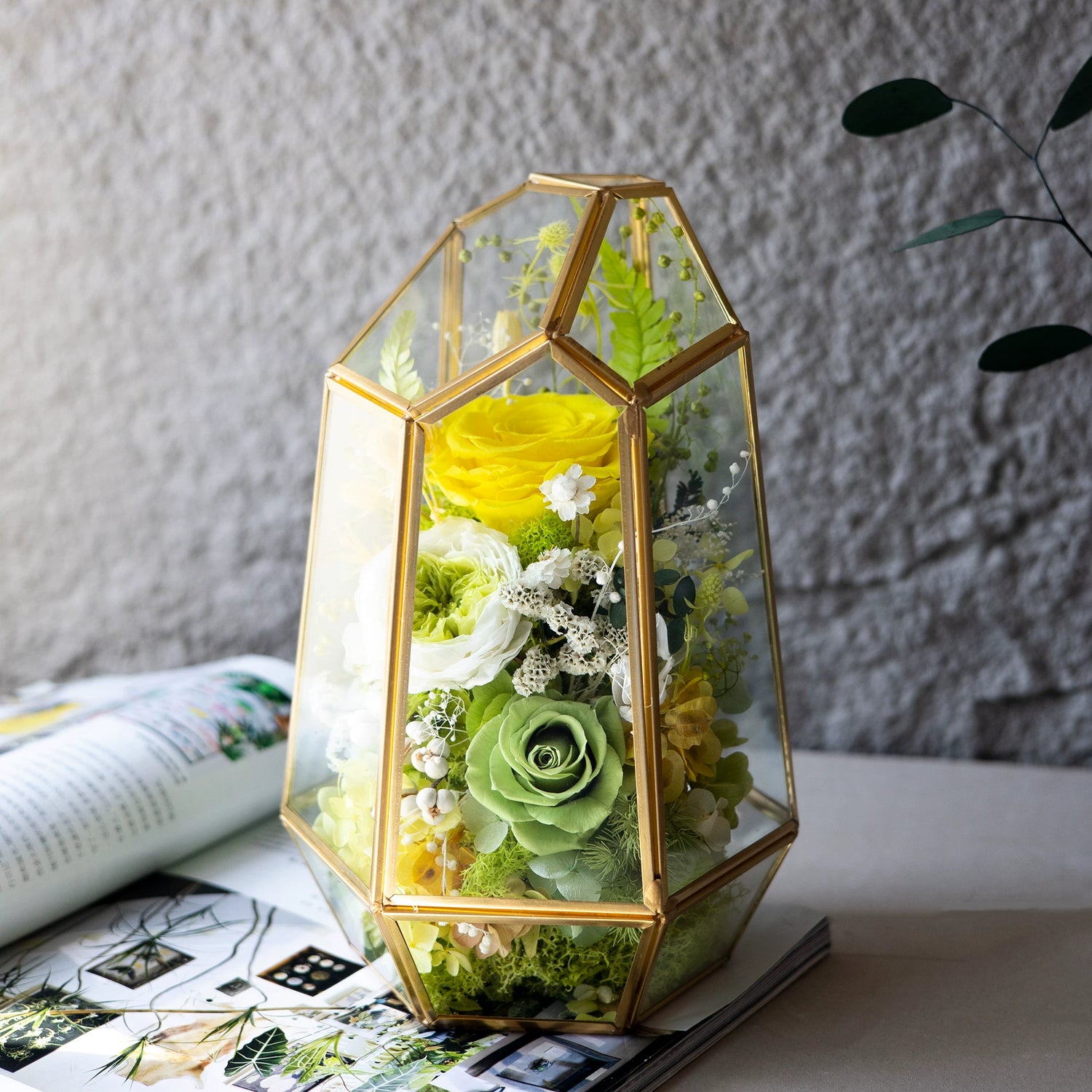 Handmade preserved flower glass terrarium decor by Florettely