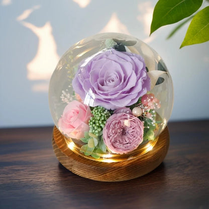 Handmade preserved flower glass dome gift by Florettely