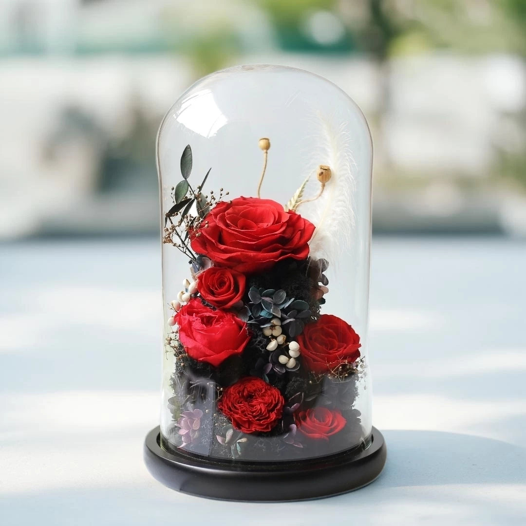 Handmade preserved flower Monet garden glass dome by Florettely