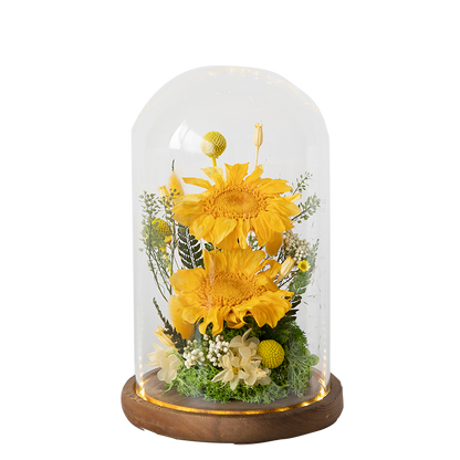 Handmade preserved flower sunflower glass dome by Florettely