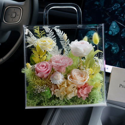 Handmade preserved flower round rose box by Florettely