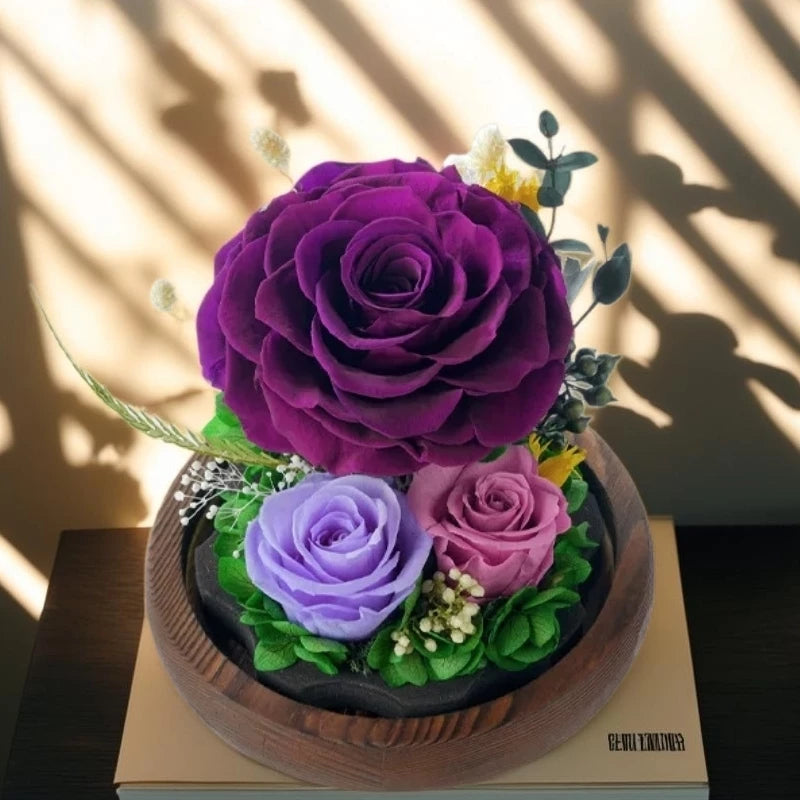 Handmade preserved flower glass dome gift by Florettely