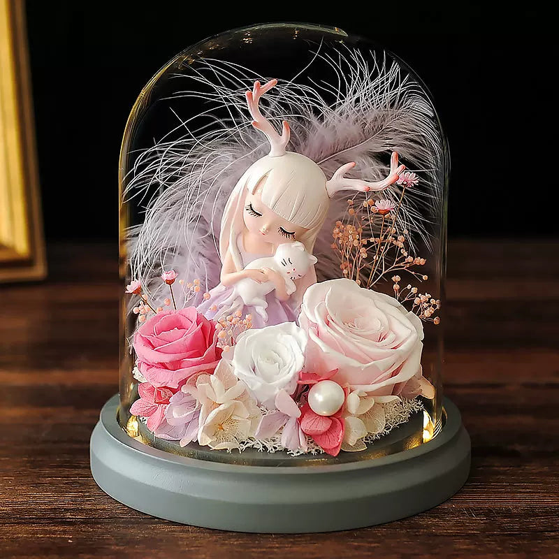 Handmade preserved flower unicorn flower globe by Florettely