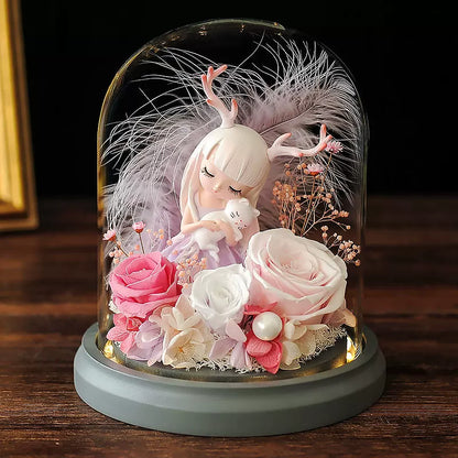 Handmade preserved flower unicorn flower globe by Florettely