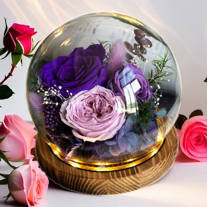 Handmade preserved flower glass dome gift by Florettely