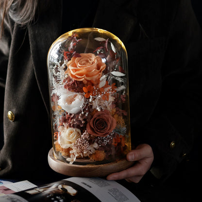 Handmade preserved flower glass dome gift by Florettely