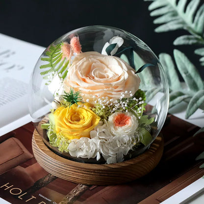 Handmade preserved flower glass dome gift by Florettely