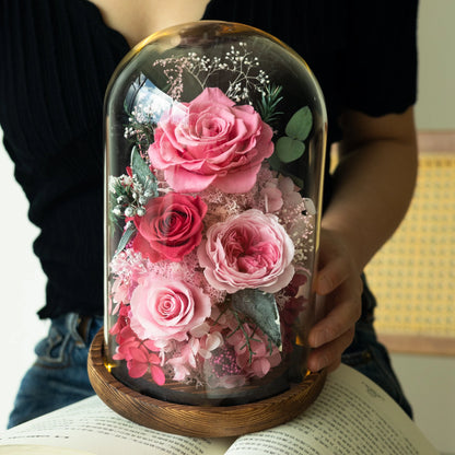 Handmade preserved flower Monet garden glass dome by Florettely