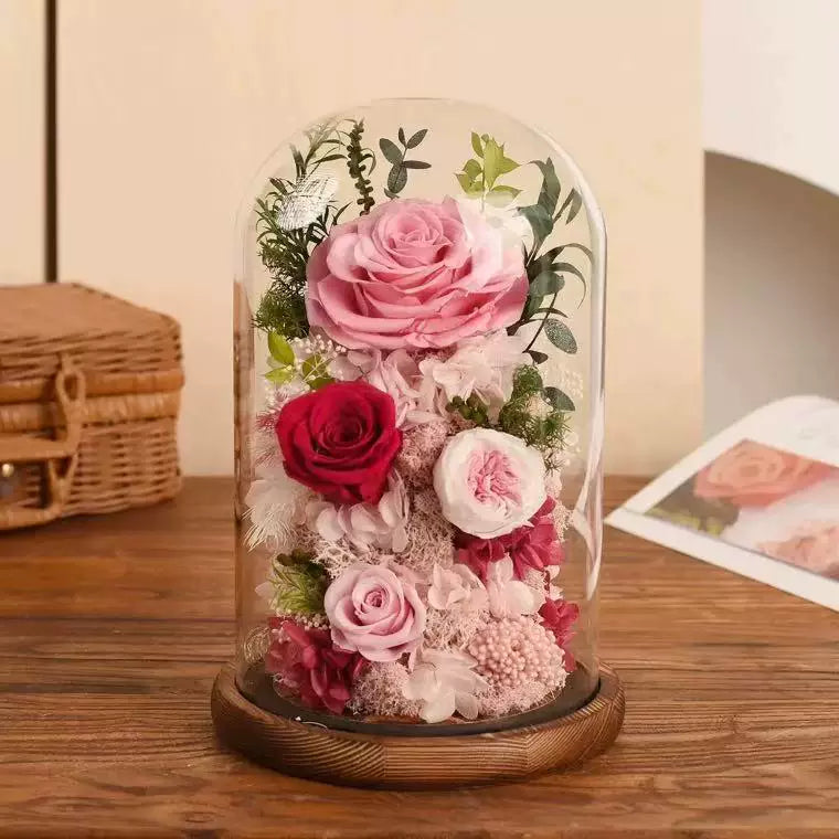Handmade preserved flower Monet garden glass dome by Florettely