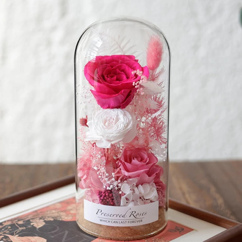 Handmade preserved flower glass dome gift by Florettely