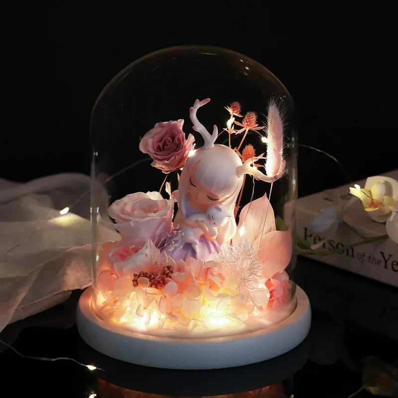 Handmade preserved flower unicorn flower globe by Florettely