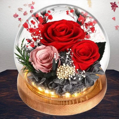 Handmade preserved flower glass dome gift by Florettely
