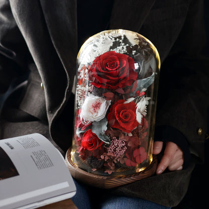 Handmade preserved flower glass dome gift by Florettely