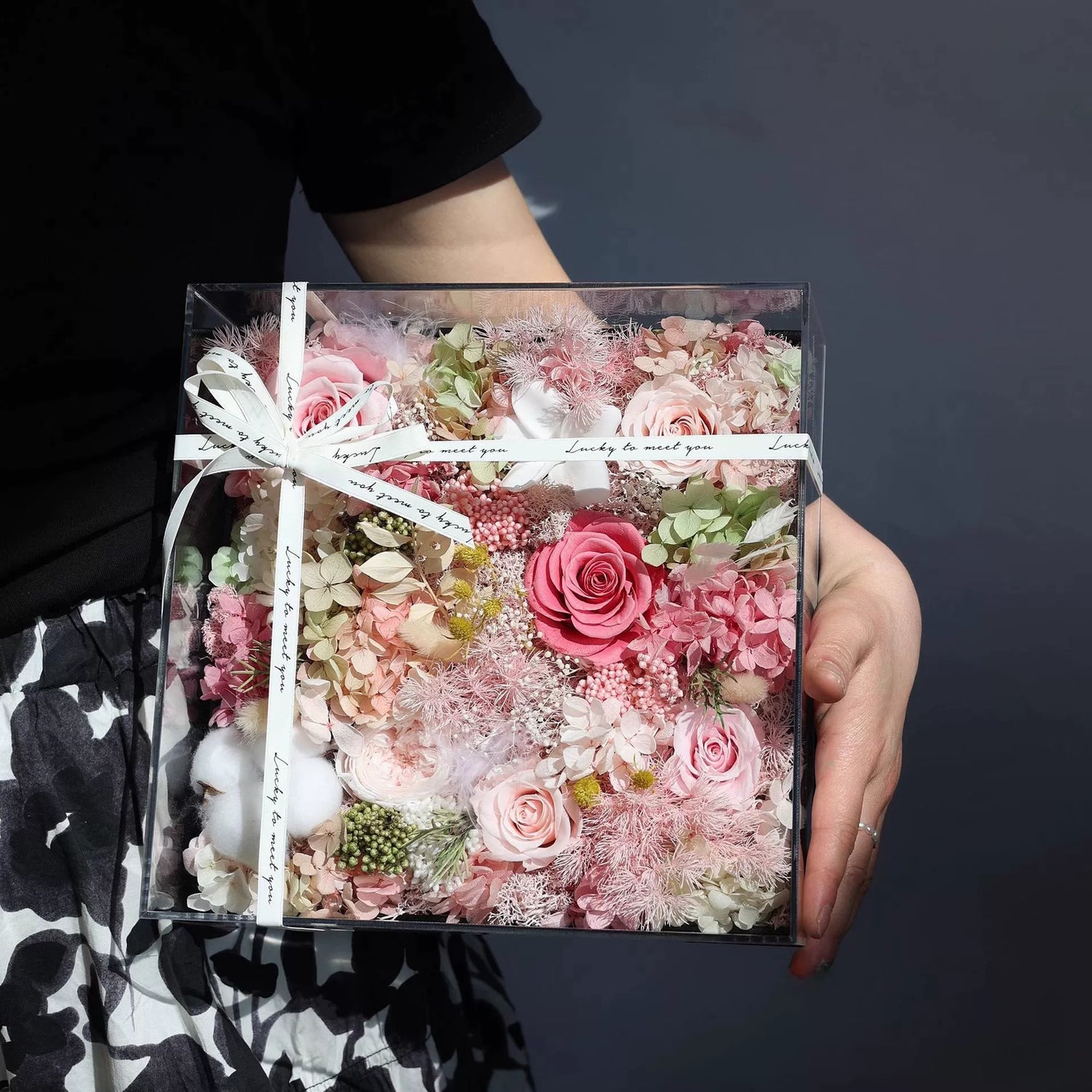 Handmade preserved flower acrylic flower box by Florettely
