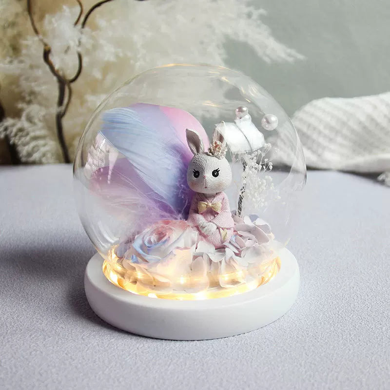 Handmade preserved flower unicorn flower globe by Florettely