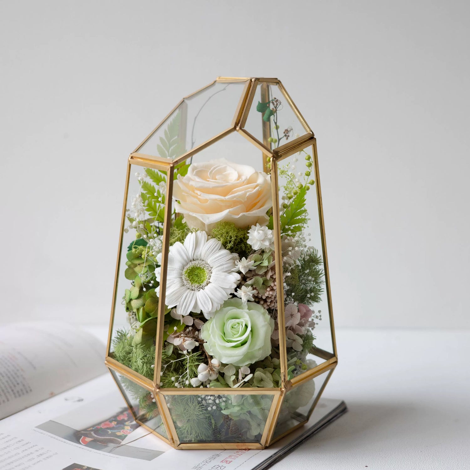 Handmade preserved flower glass terrarium decor by Florettely
