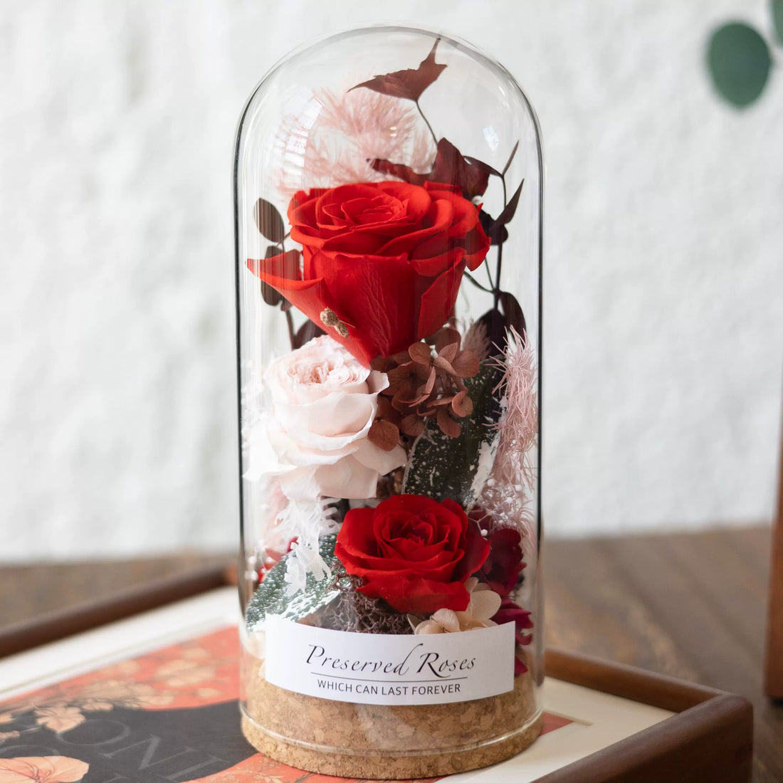 Handmade preserved flower glass dome gift by Florettely