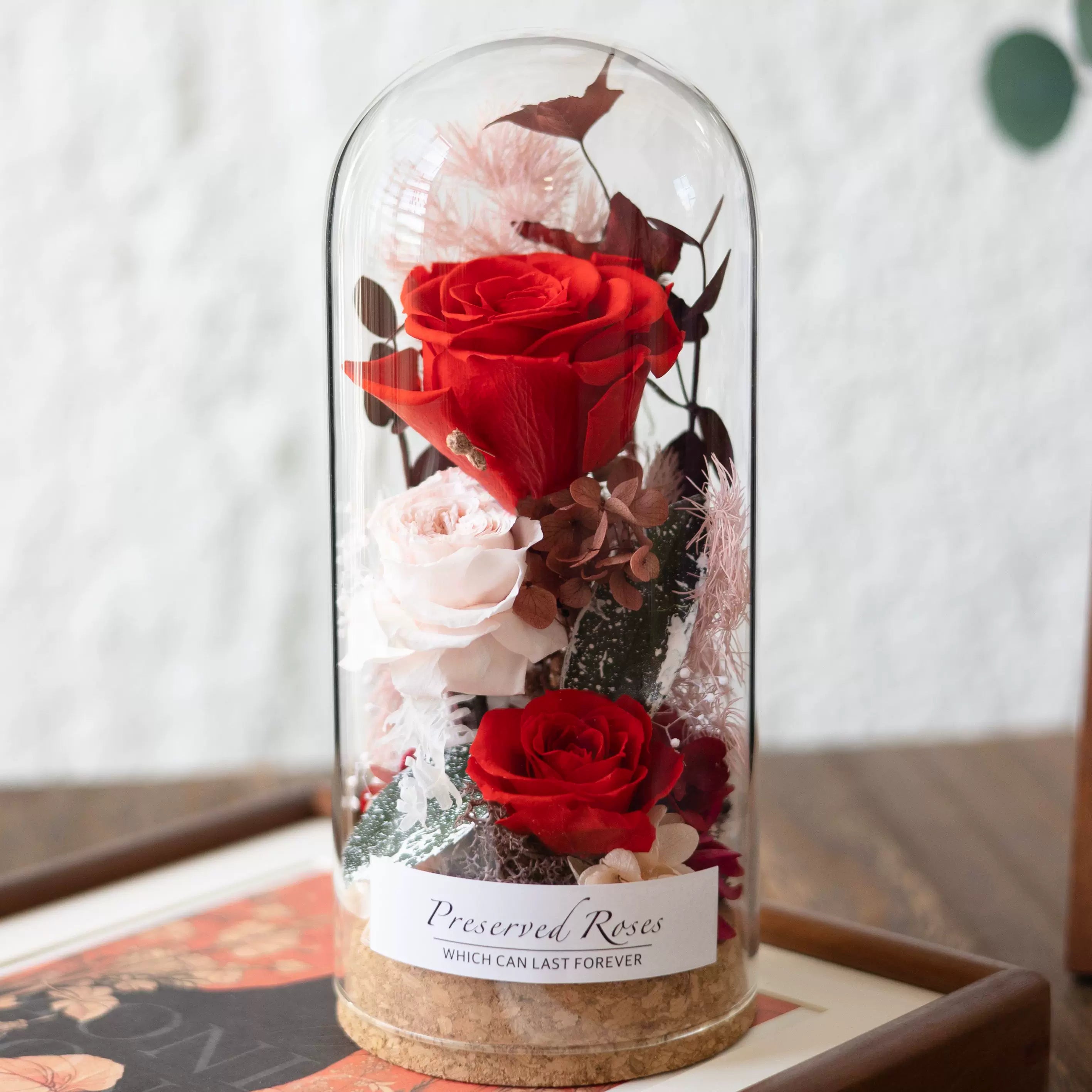 Handmade preserved flower glass dome gift by Florettely